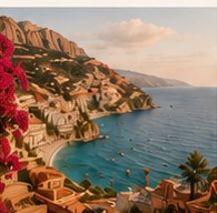Positano hillside over the sea